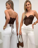 Cropped Corset Kefera Marrom 127058